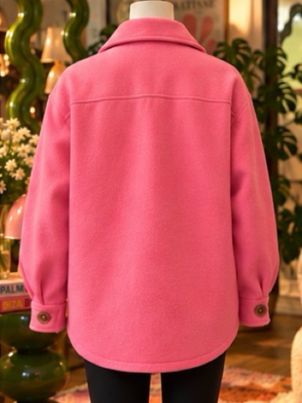Women’s Pink Button-Front Utility Shacket - Picture 2 of 5